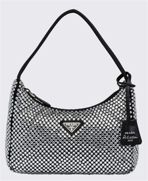 rhinestones prada bag|Prada black rhinestone bag.